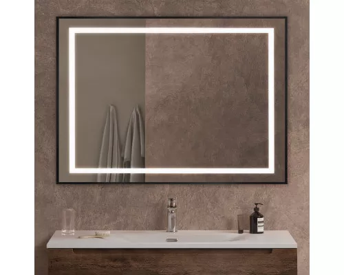 Зеркало в алюминиевой раме со встроенным светильником BelBagno SPC-KRAFT-1000-800-SENS-NERO