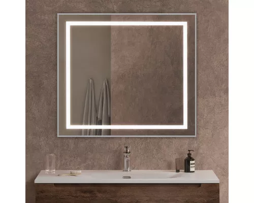 Зеркало в алюминиевой раме со встроенным светильником BelBagno SPC-KRAFT-900-800-SENS-AL