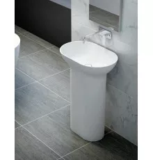 Напольная раковина из литьевого мрамора CEZARES TITAN-ROUND-60-39-90-LVB-FS