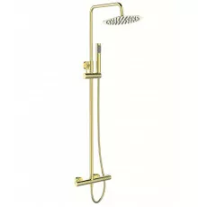 Душевая стойка со смесителем для верхнего и ручного душа BelBagno UNO-DOCM-ORO