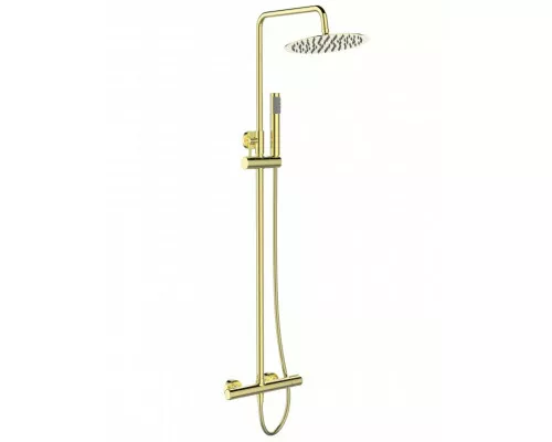 Душевая стойка со смесителем для верхнего и ручного душа BelBagno UNO-DOCM-ORO