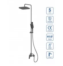 Душевая стойка со смесителем BelBagno DUE-DOCM-GM, оружейная сталь