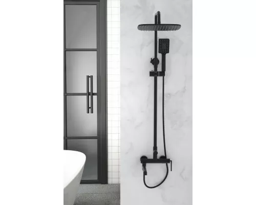 Душевая стойка со смесителем для ванны верхним и ручным душем BelBagno ACQUA-VSCM-NERO