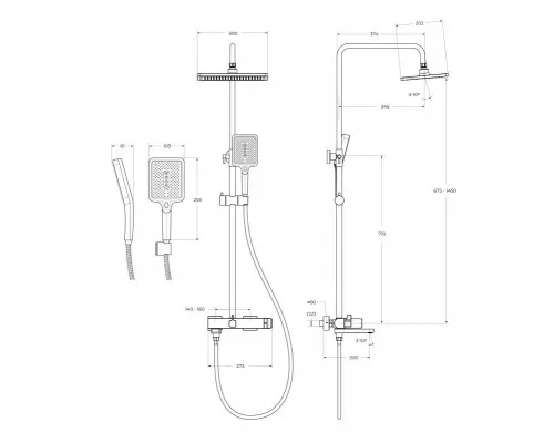 Душевая стойка со смесителем и изливом, верхним и ручным душем BelBagno ARDENTE-VSCM-CRM