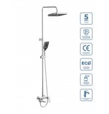 Душевая стойка со смесителем и изливом BelBagno DUE-VSCM-CRM, хром глянцевый