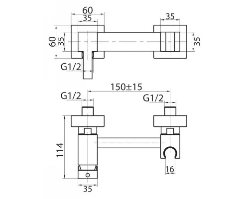 Смеситель для душа и гигенического душа Cezares CZR-DA4-01