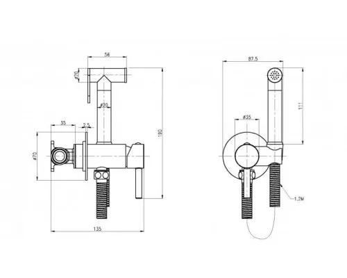 Набор для гигиенического душа CEZARES CZR-SET-DA1-ID2-FMM120-01