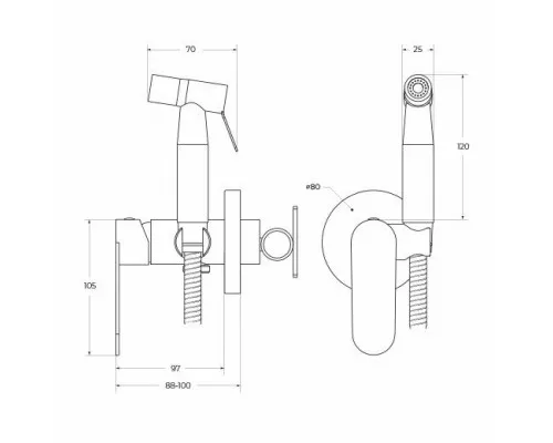 Гигиенический душ со смесителем CEZARES STYLUS-DIF-NOP