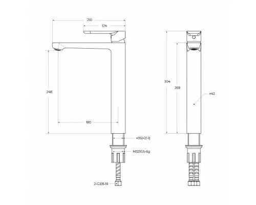 Смеситель для накладной раковины без донного клапана CEZARES STYLUS-LC-01-W0