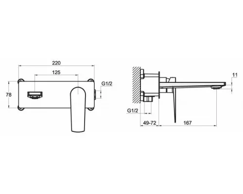 Встраиваемый смеситель для раковины CARIN CAR-BLM-CRM