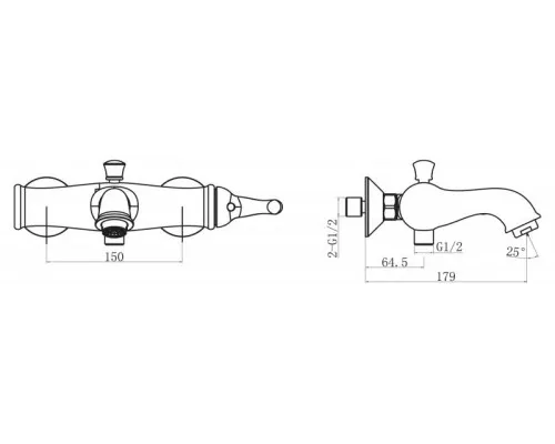Смеситель для ванны и душа TIFFANY TIF-VASM-CRM