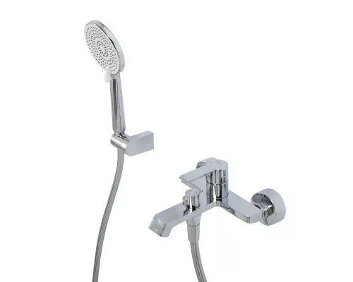 Смеситель для ванны и душа в комплекте с ручным душем, шлангом и держателем BelBagno AURORA-VASM-CRM