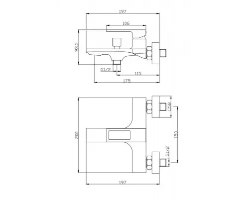 Смеситель для ванны и душа BelBagno LUCE LUC-VAS-ORO
