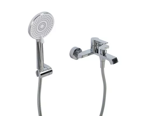 Смеситель для ванны и душа в комплекте с ручным душем, шлангом и держателем BelBagno AURORA-VASM-CRM