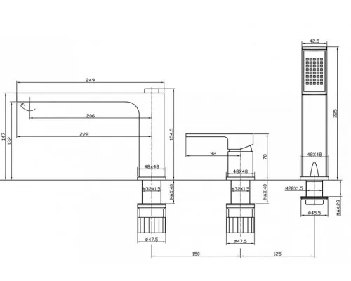 Смеситель на борт ванны BelBagno ROMANO ROM-BVD-CRM