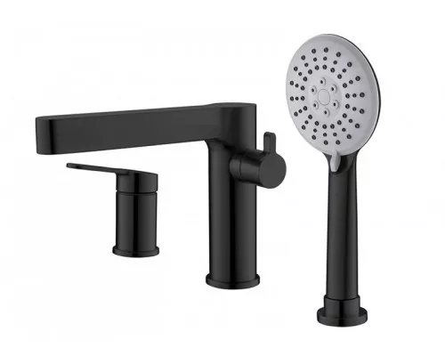 Смеситель на борт ванны с выдвижным ручным душем DELTA DEL-BVD3-NERO чёрный матовый