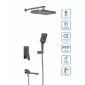 Душевой комплект встраиваемый с изливом BelBagno DUE-VDSET-GM, оружейная сталь