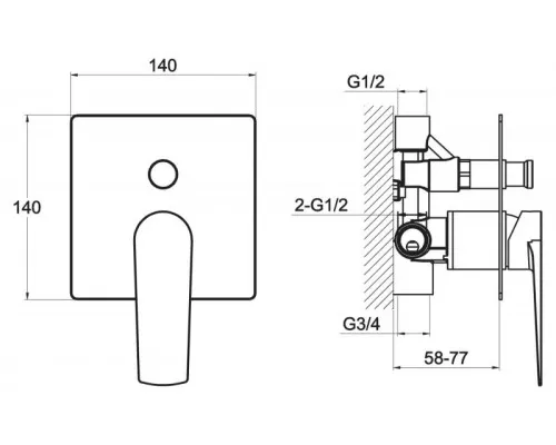 Встраиваемый двухпозиционый смеситель CARIN CAR-BASM-CRM