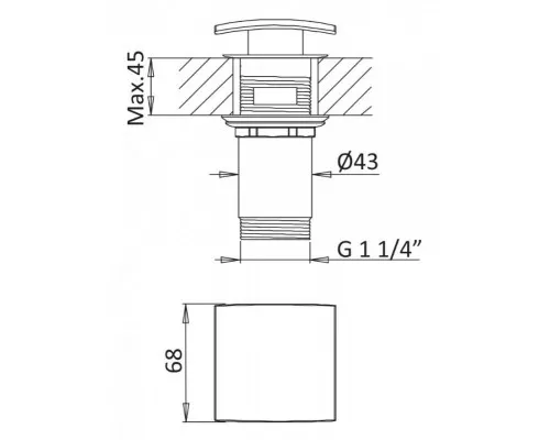 Смеситель для раковины однорычажный, с донным клапаном CEZARES PORTA-BLI2-NOP
