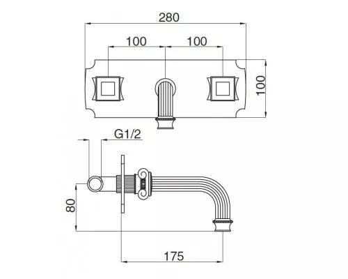 Встраиваемый смеситель Cezares OLIMP-BLS2-03/24-Sw