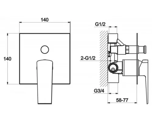 Встраиваемый двухпозиционый смеситель ARLIE ARL-BASM-CRM