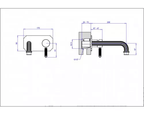 Встраиваемый смеситель на раковину Cezares APHRODITE-BLSM2-02-Bi