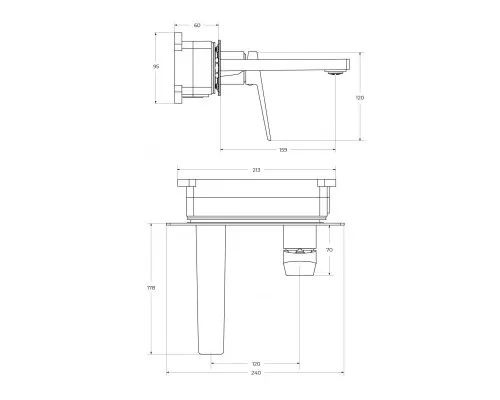 Смеситель для раковины без донного клапана встраиваемый BelBagno ARDENTE-BLVM-CRM-W0