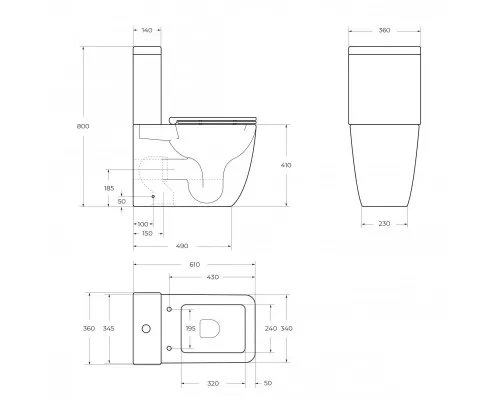 Унитаз-компакт безободковый с сиденьем и смывом TORNADO BelBagno LUCE-TOR BB2197CP-TOR/SC/BB2197T