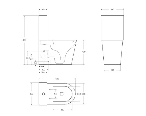 Унитаз-компакт безободковый с сиденьем и смывом TORNADO BelBagno FLAY-R BB2149CP-TOR/SC + BB2149T