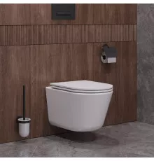 Унитаз подвесной безободковый со смывом Торнадо с сиденьем CEZARES LINER-TOR 53 см CZR-3808-53-TH-TOR/SC