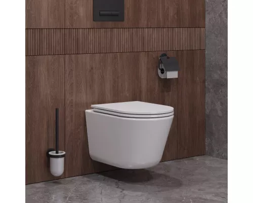 Унитаз подвесной безободковый со смывом Торнадо с сиденьем CEZARES LINER-TOR 53 см CZR-3808-53-TH-TOR/SC