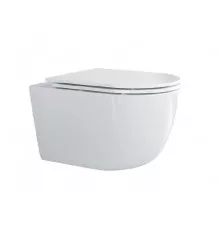 Унитаз подвесной безободковый со смывом Торнадо с сиденьем CEZARES RELAX-TOR 53 см CZR-3806-53-TH-TOR/SC