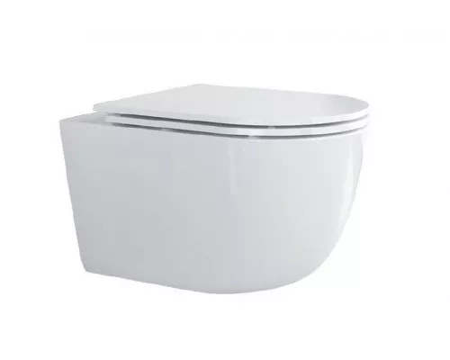 Унитаз подвесной безободковый со смывом Торнадо с сиденьем CEZARES RELAX-TOR 53 см CZR-3806-53-TH-TOR/SC