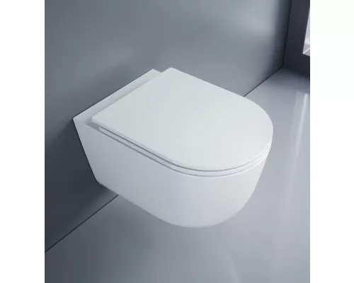 Унитаз подвесной безободковый со смывом Торнадо с сиденьем CEZARES RELAX-TOR 49 см CZR-38088-49-TH-TOR/SC