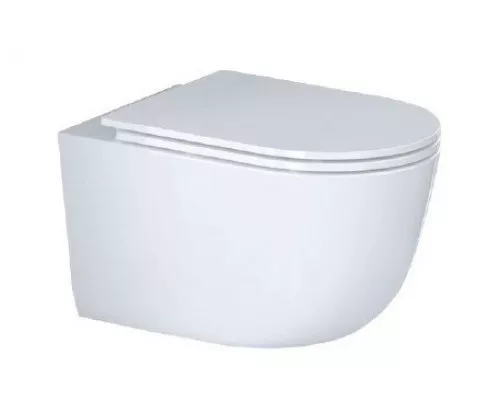 Унитаз подвесной безободковый со смывом Торнадо с сиденьем CEZARES RELAX-TOR 53 см CZR-3806-53-TH-TOR/SC