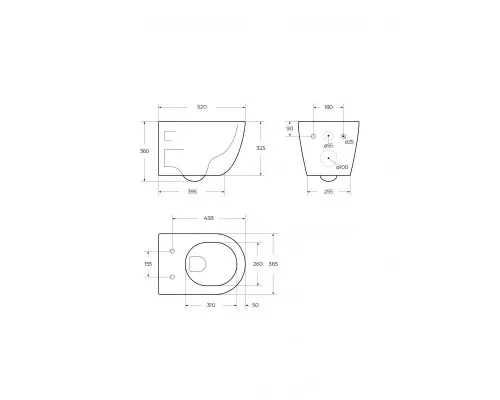 Унитаз подвесной безободковый с сиденьем и смывом TORNADO CEZARES STYLUS-TOR 2.0 CZR-546-TH-TOR/SC