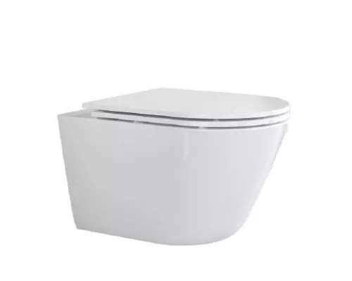 Унитаз подвесной безободковый со смывом Торнадо с сиденьем CEZARES LINER-TOR 49 см CZR-38083-49-TH-TOR/SC