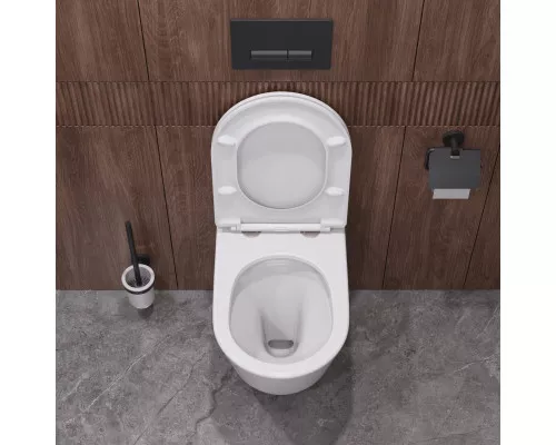 Унитаз подвесной безободковый со смывом Торнадо с сиденьем CEZARES LINER-TOR 53 см CZR-3808-53-TH-TOR/SC