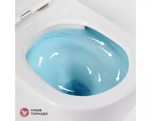 Унитаз подвесной безободковый со смывом Торнадо с сиденьем CEZARES LINER-TOR 53 см CZR-3808-53-TH-TOR/SC