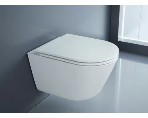 Унитаз подвесной безободковый со смывом Торнадо с сиденьем CEZARES LINER-TOR 53 см CZR-3808-53-TH-TOR/SC