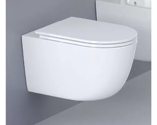 Унитаз подвесной безободковый со смывом Торнадо с сиденьем CEZARES RELAX-TOR 49 см CZR-38088-49-TH-TOR/SC