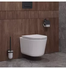 Унитаз подвесной безободковый со смывом Торнадо с сиденьем CEZARES LINER-TOR 49 см CZR-38083-49-TH-TOR/SC