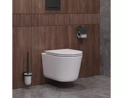 Унитаз подвесной безободковый со смывом Торнадо с сиденьем CEZARES LINER-TOR 49 см CZR-38083-49-TH-TOR/SC