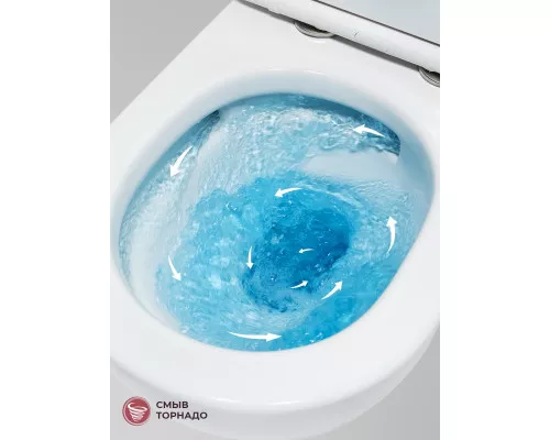 Унитаз подвесной безободковый с сиденьем и смывом TORNADO CEZARES STYLUS-TOR 2.0 CZR-546-TH-TOR/SC