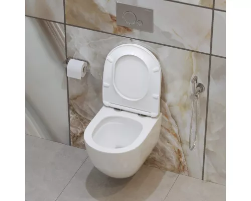 Унитаз подвесной безободковый с сиденьем и смывом TORNADO BelBagno AMANDA-TOR BB051CH-TOR-FC/SC