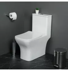 Унитаз-моноблок безободковый с сиденьем дюропласт soft close, P-trap BelBagno NEON BB8617CPR-MN/SC