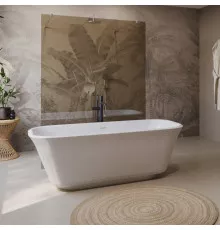 Отдельностоящая, прямоугольная акриловая ванна DUE в комплекте со сливом-переливом BelBagno BB702-1700-800-K