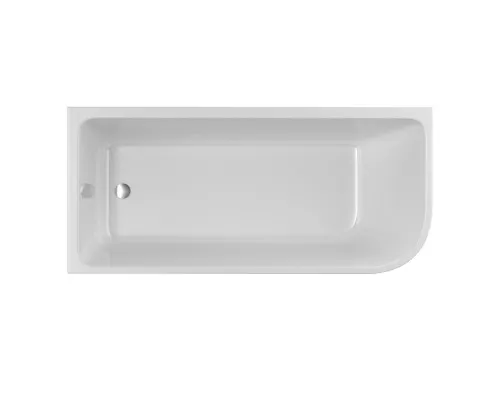 Акриловая ванна BelBagno BB712-1600-730-L, 160x73 см, левая, пристенная, белая, асимметричная, на ножках, со сливом-переливом, с донным клапаном
