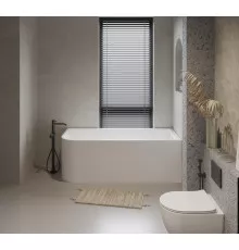 Акриловая ванна BelBagno BB712-1600-730-R 160x73 см, правая, пристенная, белая, асимметричная, на ножках, со сливом-переливом, с донным клапаном