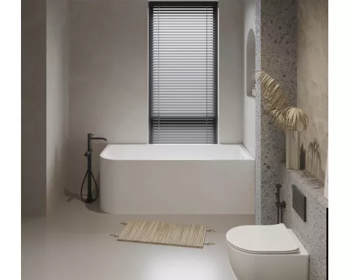 Акриловая ванна BelBagno BB712-1600-730-R 160x73 см, правая, пристенная, белая, асимметричная, на ножках, со сливом-переливом, с донным клапаном